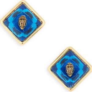 Kurt Geiger London Gold and Blue Square Earrings